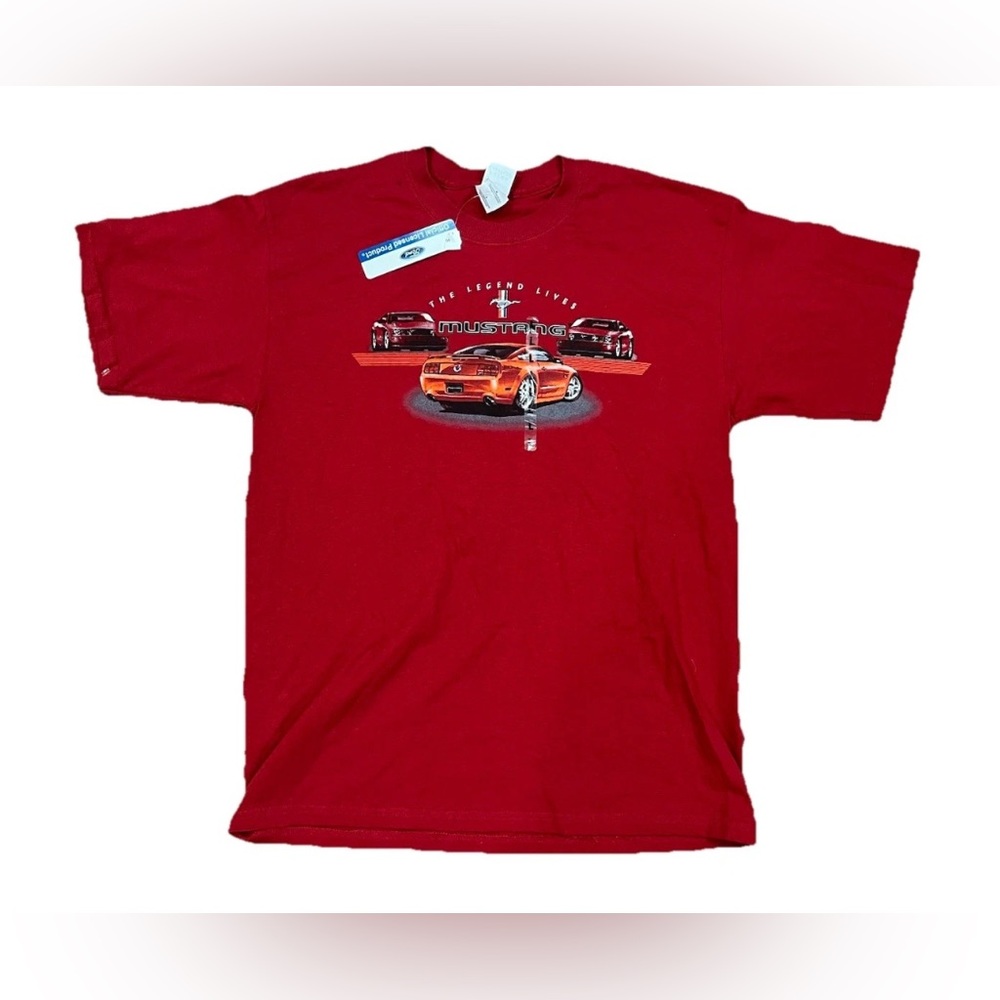 NWT Ford Mustang Shirt Mens L Red The Legend Lives Official Licensed Graphic Tee